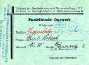 Funktionärsausweis des Freidenker-Verbandes