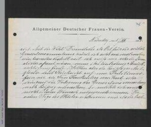 Brief von Helene von Forster an den Vorstand des ADF