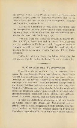 B. Gewerbe und Fabrikwesen.