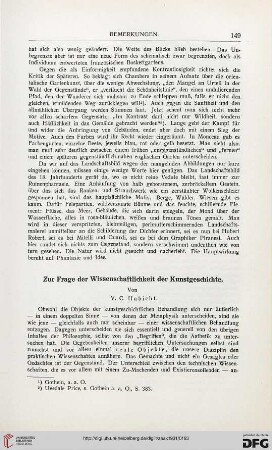 Zur Frage der Wissenschaftlichkeit der Kunstgeschichte