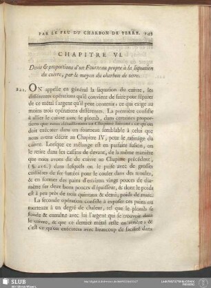 Chapitre VI. Devis & proportions d'un Fourneau propre à la liquation du cuivre, par le moyen du charbon de terre