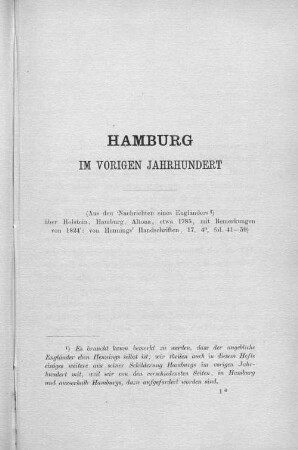 Hamburg im vorigen Jahrhundert