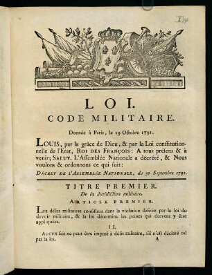1-10, Loi. Code Militaire.