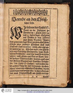 Vorrede an den christlichen Leser