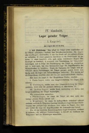 IV. Abschnitt. Lager gerader Träger.