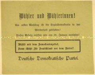 Wahlaufruf der Deutschen Demokratischen Partei