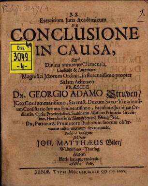 Exercitium iuris ... de conclusione in causa