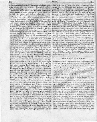 Ueber die wahre Darstellung des Differential-Calculs von Carl Buzengeiger, Professor der Mathematik und Physik am königl. Gymnasium zu Ansbach. Einladungsschrift zu denen von dem Gymnasium zu Ansbach auf das Namensfest Sr. Maj. des Königs von Bayern veranstalteten Feierlichkeiten. Ansbach, 1808. 55 S. 4.