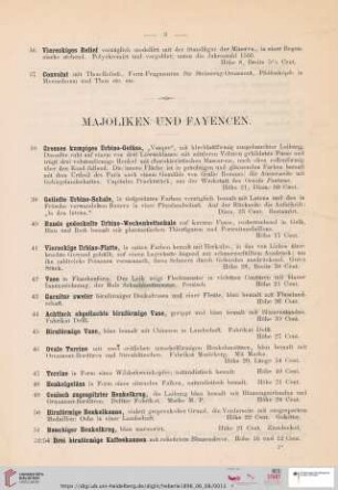 Majoliken und Fayencen (Nr. 38-73)