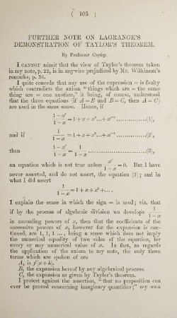 Further note on Lagrange's demonstration of Taylor's theorem.