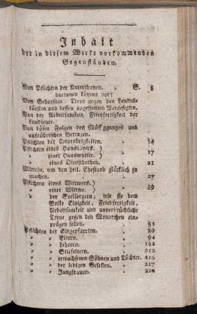 Inhalt der in diesem Werke vorkommenden Gegenständen.
