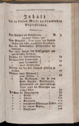 Inhalt der in diesem Werke vorkommenden Gegenständen.