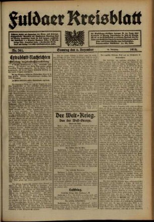 Ausgabe vom Sonntag, den 06. Dezember 1914.