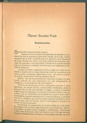 Manuel González Prada : Reminiscencias