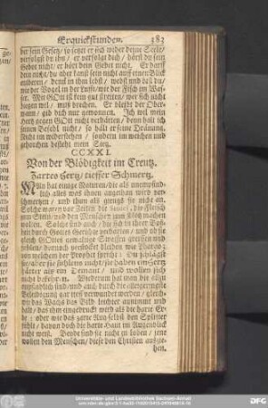 CCXXI. Von der Blödigkeit im Creutz. Zartes Hertz, tieffer Schmertz.