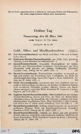 Dritter Tag: Donnerstag, den 20. März 1941, Beginn 14 Uhr (Nr. 401-609)