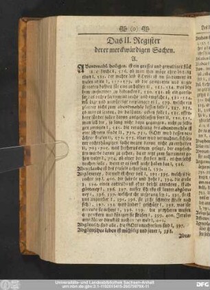 Das II. Register derer merckwürdigen Sachen.