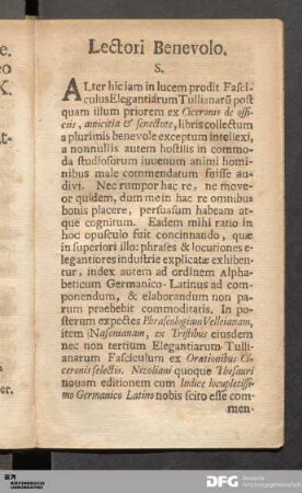 Lectori Benevolo