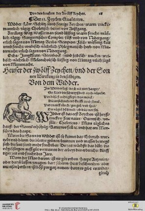 Heuser der zwölff Zeychen/und der Sonnen Wirckung in deselbigen