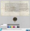 Bischof Lorenz von Würzburg legt die Irrungen zwischen Hanns und Stephan von Luchaw einer- und Bürgermeister und Rat der Stadt Nürnberg andererseits wegen Schloss, Dorf und Schenkstatt zu Brunn schiedsrichterlich bei. - Siegler: der Bischof.