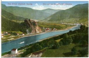 Das Elbtal oberhalb Aussig. Blick nach der Burgruine Schreckenstein