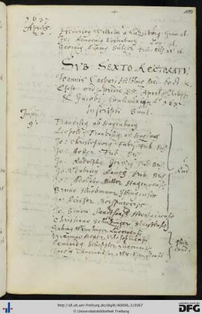 [fol. 180] Rektorat Johann Caspar Helbling 1637