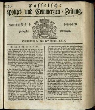 Nr. 28, Sonnabend, den 8ten April 1815