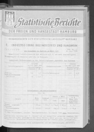 Die Industrie in Hamburg im März 1970 : Lfd. Nr. 11
