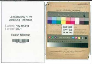 Entnazifizierung Nikolaus Kaiser , geb. 18.01.1891 (Pfleger)