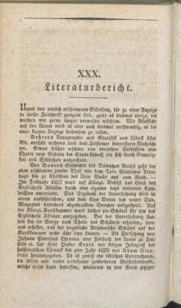XXX. Literaturbericht.