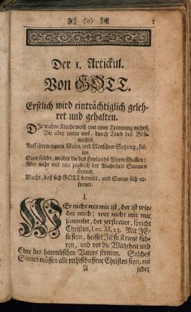 Der 1. Artickul. Von Gott.