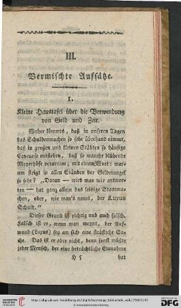 III. Vermischte Aufsätze