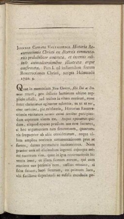 [ III. D. Ioh. Casp. Velthusen historia resurrecrionis Christi ex diversis commentariis prohabiliter contexta etc.]