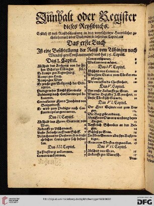 Innhalt oder Register dieses Reyßbuchs