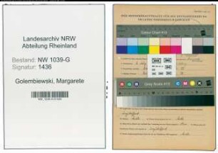 Entnazifizierung Margarete Golembiewski , geb. 06.03.1892 ()