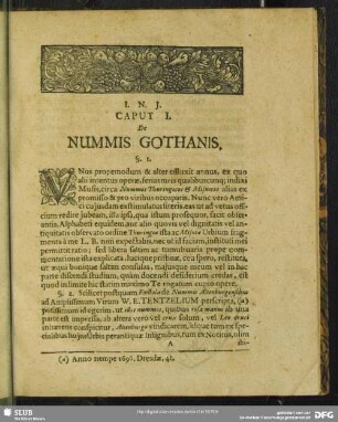 Caput I. De Nummis Gothanis