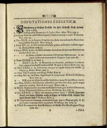 Disputationes Exegeticæ.