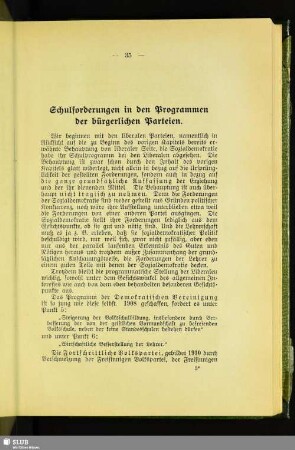 Schulforderungen in den Programmen der bürgerlichen Parteien