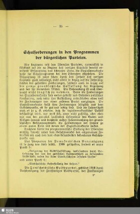 Schulforderungen in den Programmen der bürgerlichen Parteien