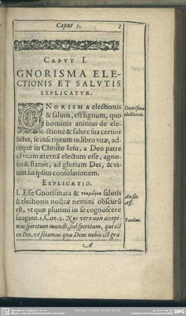 Caput I. Gnorisma Electionis Et Salutis Explicatur