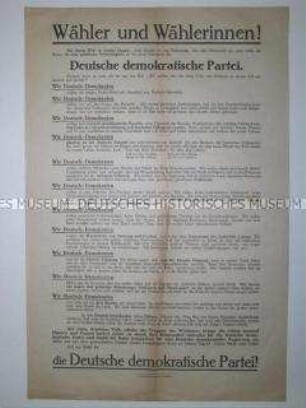 Wahlaufruf der Deutschen demokratischen Partei für die Wahl der Nationalversammlung