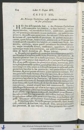 Caput XVI. An Princeps Catholicus possit tolerare… - Caput XX. An in aliquo casu liceat mentiri?