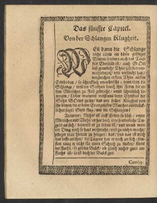 Das fünffte Capitel. Von der Schlangen Klugheit.