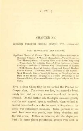 Chapter XV. Journey through Chih-li, Shan-si, etc. - continued. Part II. - Chih-li and Shan-si