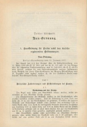 Dritter Abschnitt. Bau-Ordnung