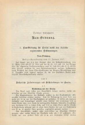 Dritter Abschnitt. Bau-Ordnung