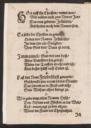 HÖrt auff jhr Christen/ nemet war/ || Wir wöllen euch zum Newen Jar/ ||
