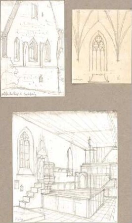 Hoffstadt, Friedrich; Kassette 1: Mappe 2, Kirchen (973-989) - Innenräume, u. a. Ansberg u. Cadolzburg u. Pinzing (Details, Perspektive)