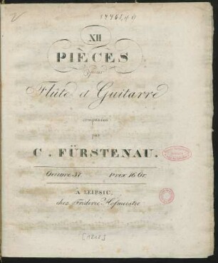 XII Pièces pour Flûte et Guitarre : Oeuvre 37.