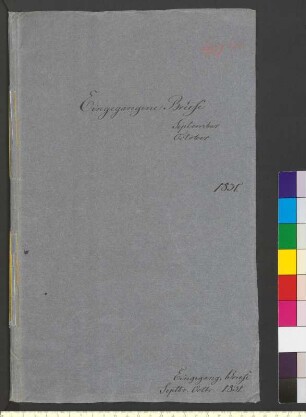Alter Umschlag "Eingegangene Briefe September October 1831."